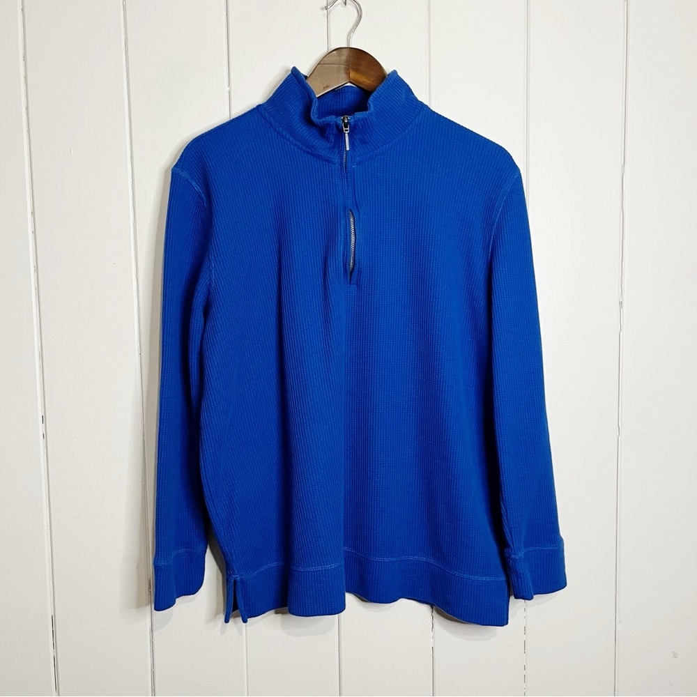 Northern Reflections Blue Quarter Zip Waffle Sweater.